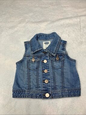 Old Navy Girls' Blue Denim Button-Front Vest